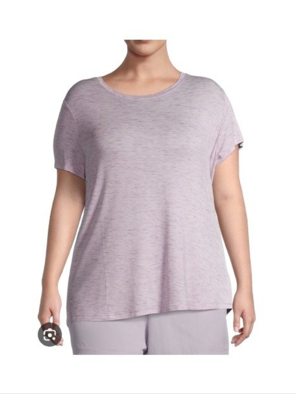 Avia Light Purple Heathered Athleisure Commuter Short Sleeve T-Shirt Hi-Lo Top